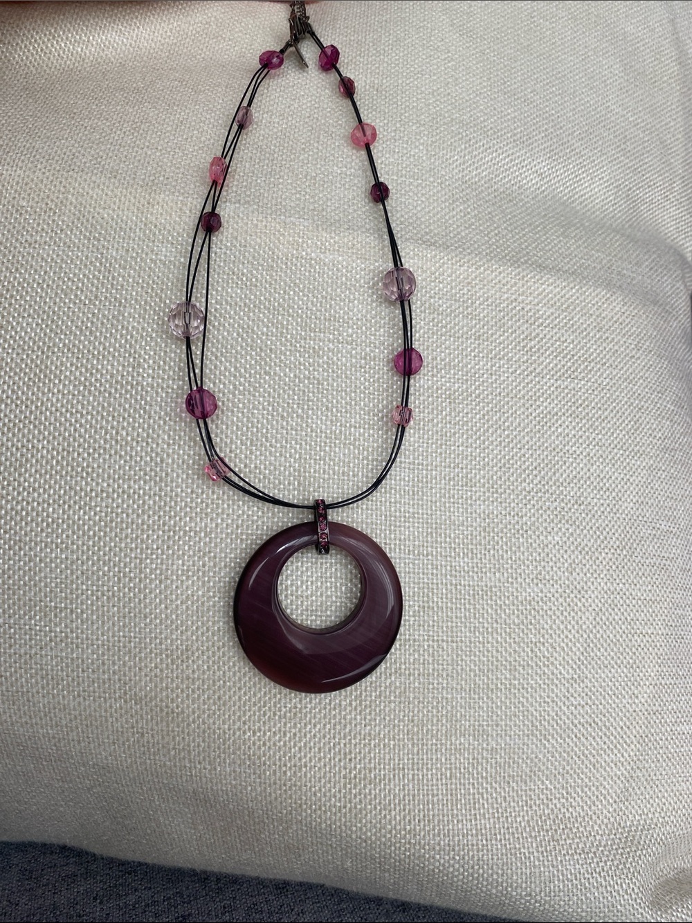 Purple Beaded Pendant Necklace